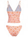 Set Tankini Arancione Anni '70 Floreale con Scollo a V Profondo
