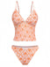 Set Tankini Arancione Anni '70 Floreale con Scollo a V Profondo