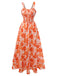Orange and white floral patterned dress on a white background