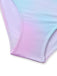 A detailed macro shot of the side seam and vibrant pastel ombre fabric texture.