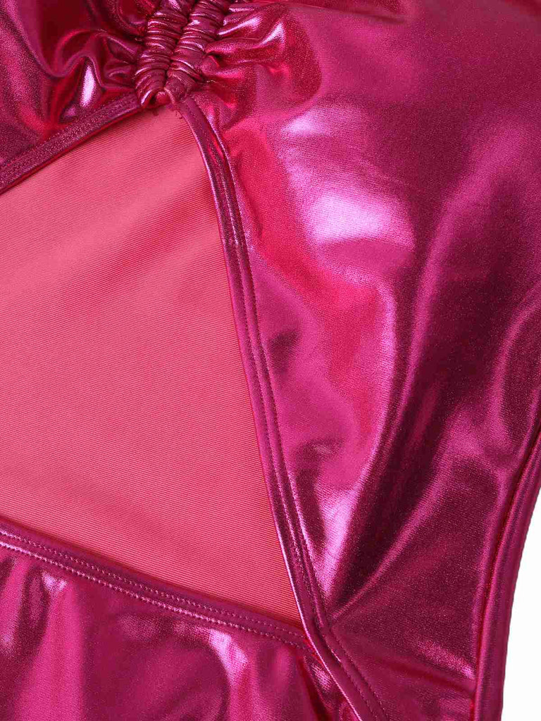 Costumi Intero Anni '70 Metallizzato con Scollo all'americana