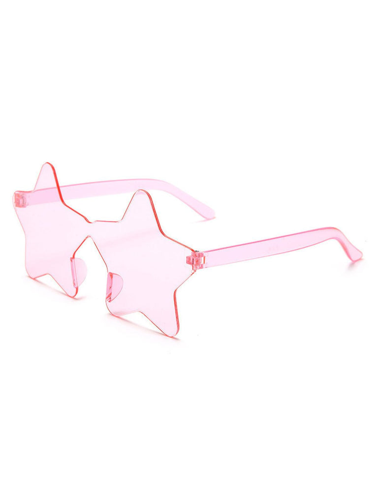 Cute and aesthetic pink star-shaped rimless sunglasses for a playful look.