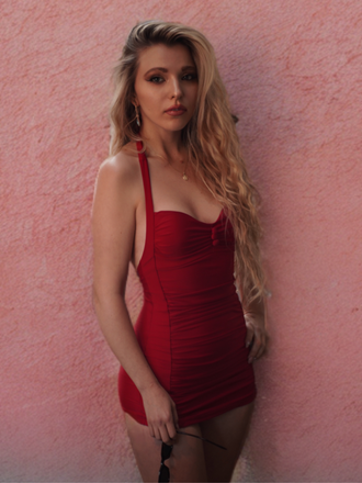 Costumi intero plissettato scollo all'americana rosso anni '50