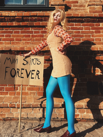 2PCS Camicetta e miniabito in tweed arancione anni '60