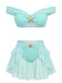 Set Bikini Anni '70 Petrolio Jasmine a Spalle Scoperte con Volant