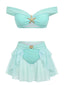 Set Bikini Anni '70 Petrolio Jasmine a Spalle Scoperte con Volant