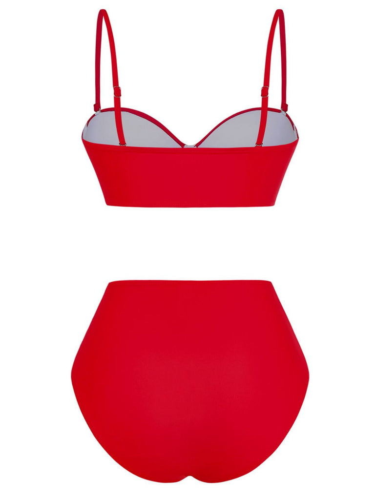 true-red-1940s-High-Waisted-Ruched-Bikini-Set-back-view