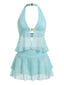 [Prevendita] Set Tankini Turchese in Chiffon con Stella Marina con Volant Anni '50