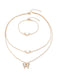 Set Collana e Bracciale e Orecchini con Farfalle e Strass
