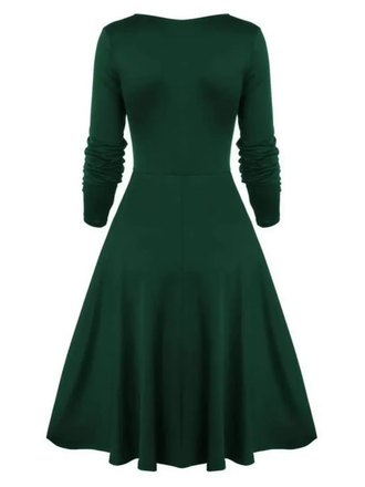 Abito a ruota in pizzo patchwork verde anni '50