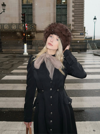 Cappotto con bottoni e collo alto in tinta unita anni '50