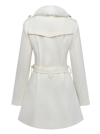 Cappotto con bottoni in pelliccia sintetica rimovibile anni '40