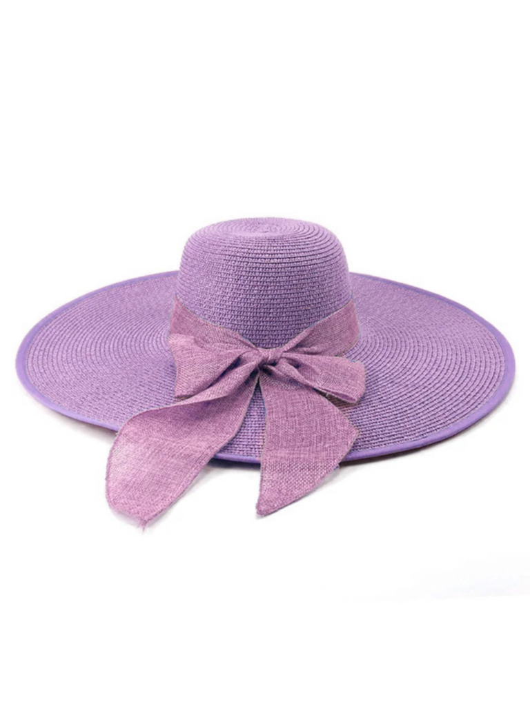 Cappello da sole in rafia a tesa larga con nastro