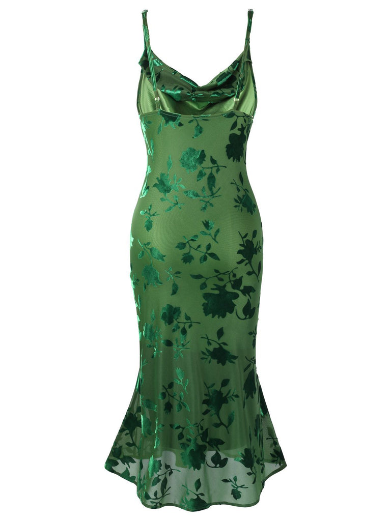 Abito vintage floreale verde anni '60