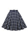 Gonna svasata con cintura scozzese blu navy anni '50