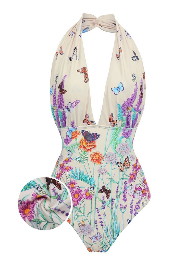 Set bikini monopezzo con scollo a farfalla