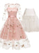 2 pezzi vestito rosa anni '50 e sottoveste bianca