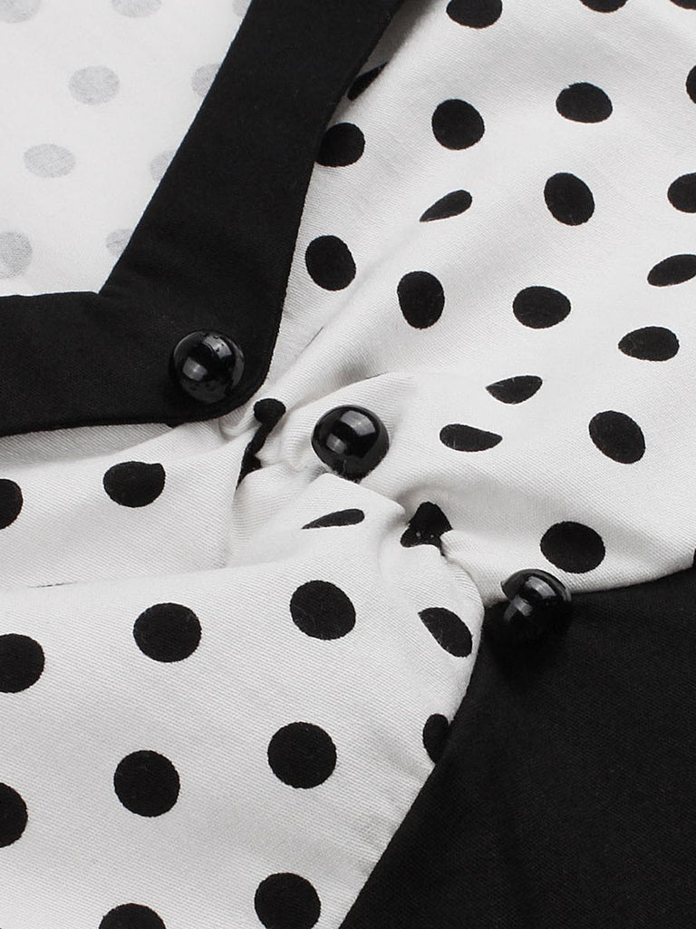 Abito svasato patchwork a pois anni '50