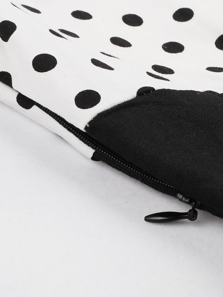 Abito svasato patchwork a pois anni '50