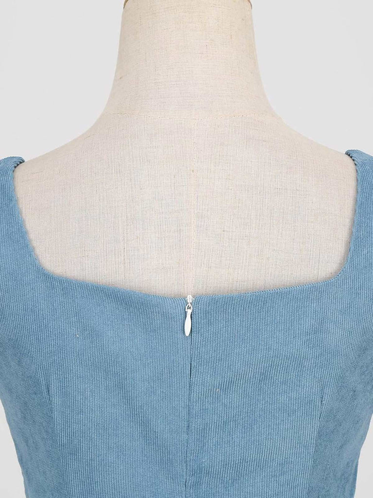 1950s Corduroy Solid Vintage Dress