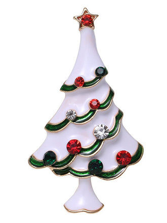 Spilla di strass con alberi di Natale retrò
