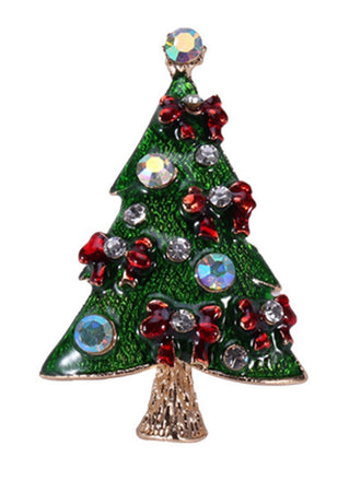Spilla di strass con alberi di Natale retrò