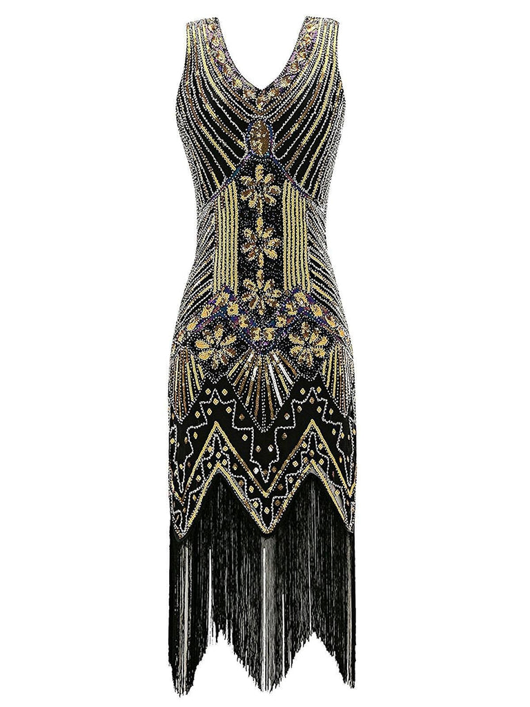 Abito Flapper con paillettes oro anni '20