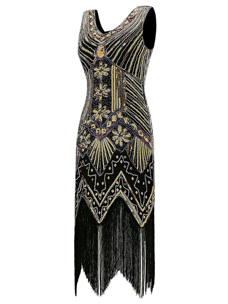 Abito Flapper con paillettes oro anni '20