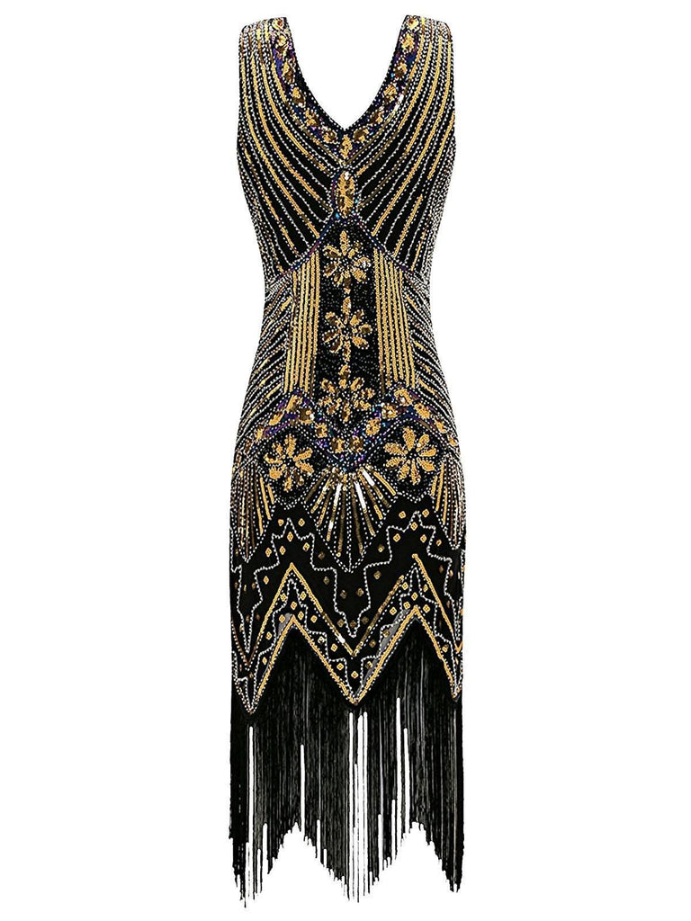 Abito Flapper con paillettes oro anni '20