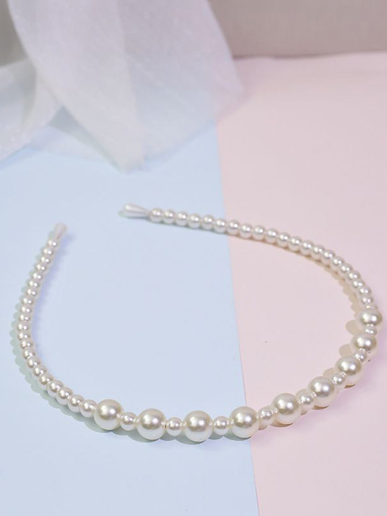 Cerchietto con perle bianche Retrò