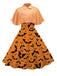 Abito a ruota e mantella patchwork arancione anni '50