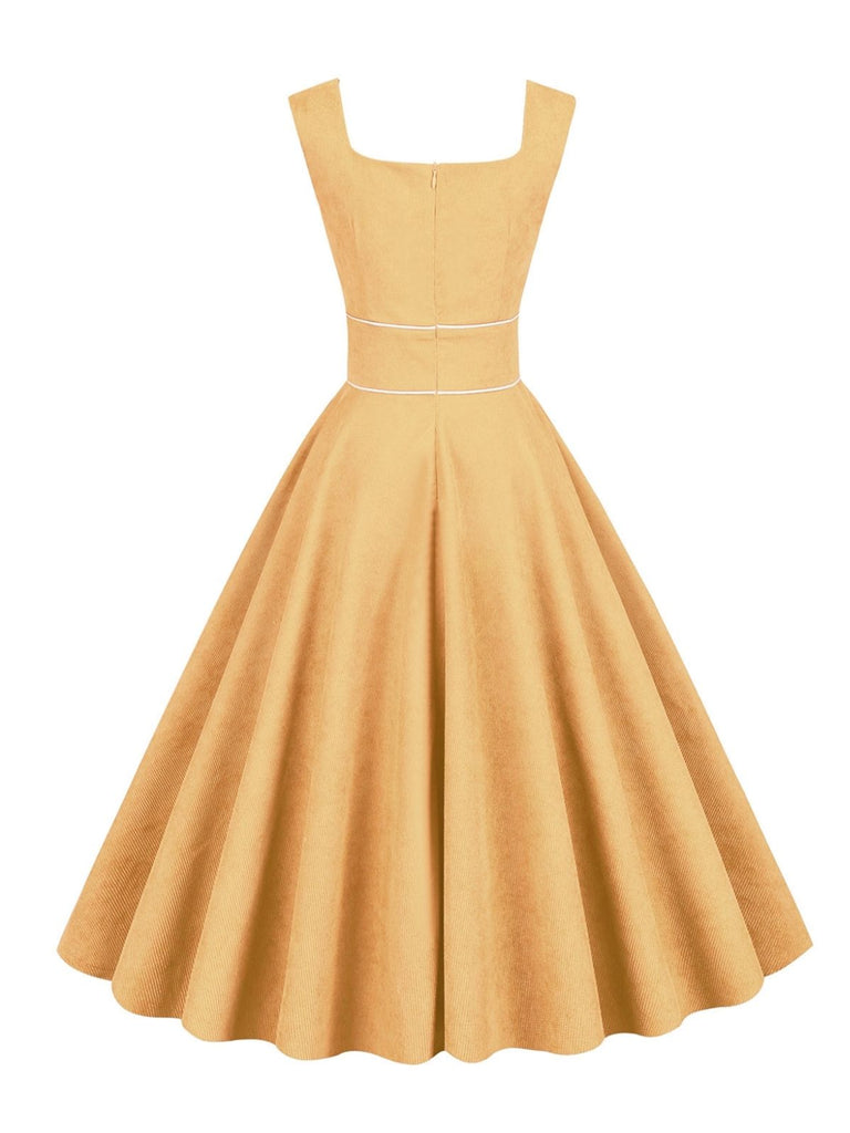 1950s Corduroy Solid Vintage Dress