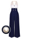 Tuta patchwork blu anni '50 Halter