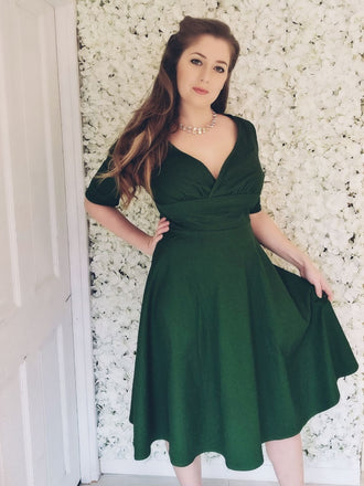 Vestito Swing con piega a cuore solido anni '50