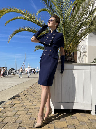 2 pezzi abito a matita da lavoro con bottoni anni '60