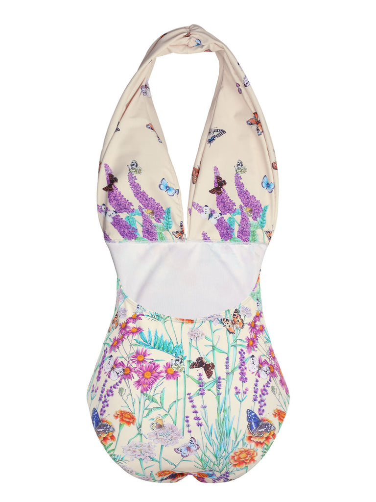 Set bikini monopezzo con scollo a farfalla