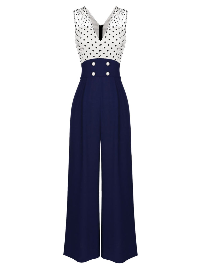 Tuta con bottoni patchwork a pois anni '50
