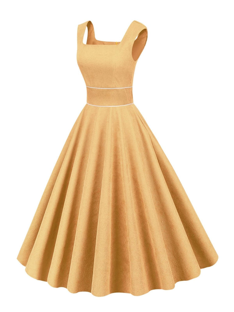1950s Corduroy Solid Vintage Dress