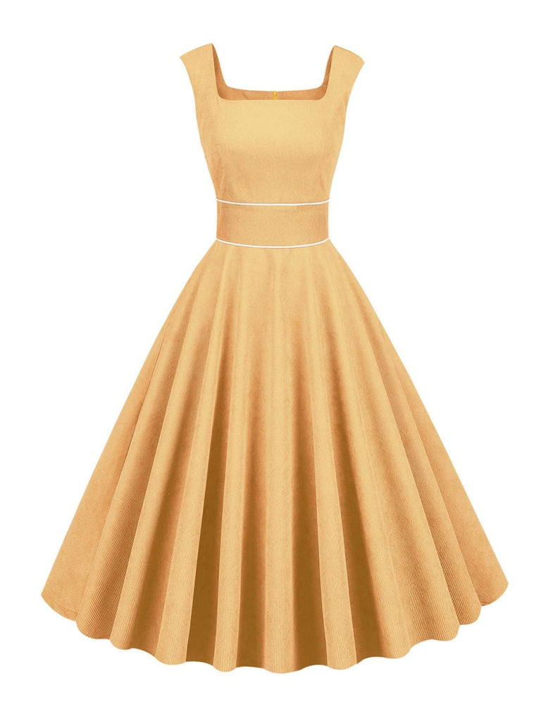 1950s Corduroy Solid Vintage Dress
