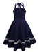 Vestito svasato blu navy anni '50
