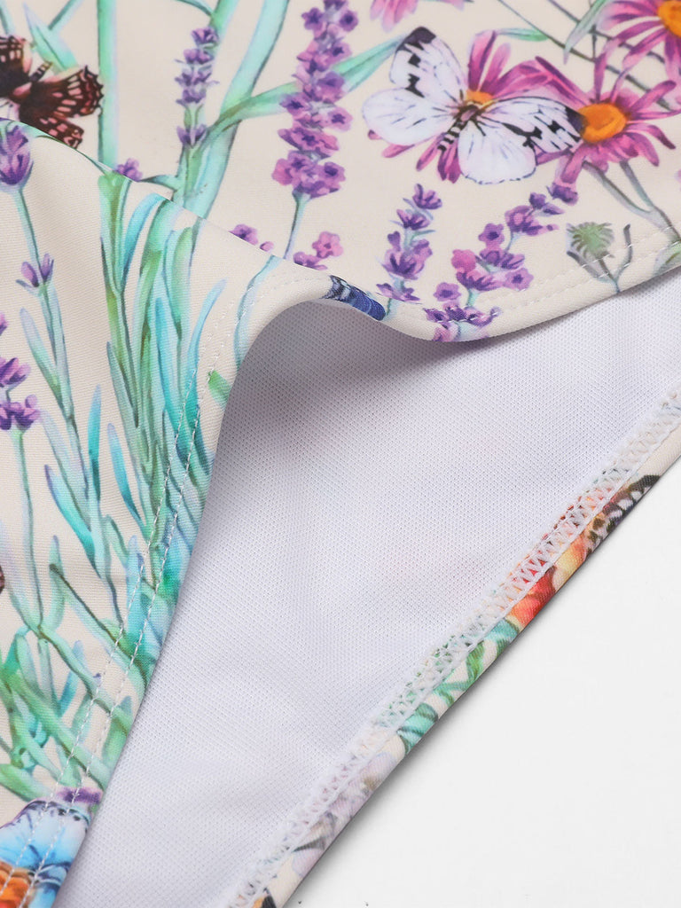 Set bikini monopezzo con scollo a farfalla