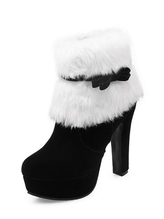 Scarpe col tacco alto in peluche corto natalizio retrò