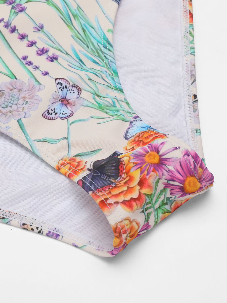 Set bikini monopezzo con scollo a farfalla
