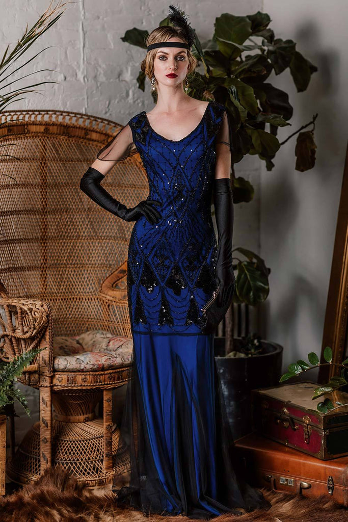 Maxi vestito flapper con paillettes anni '20 –