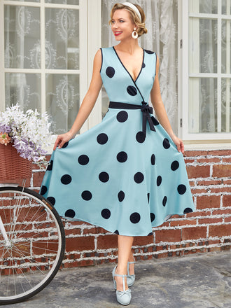 Vestito con fiocco a pois anni '50