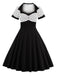 Abito svasato patchwork a pois anni '50