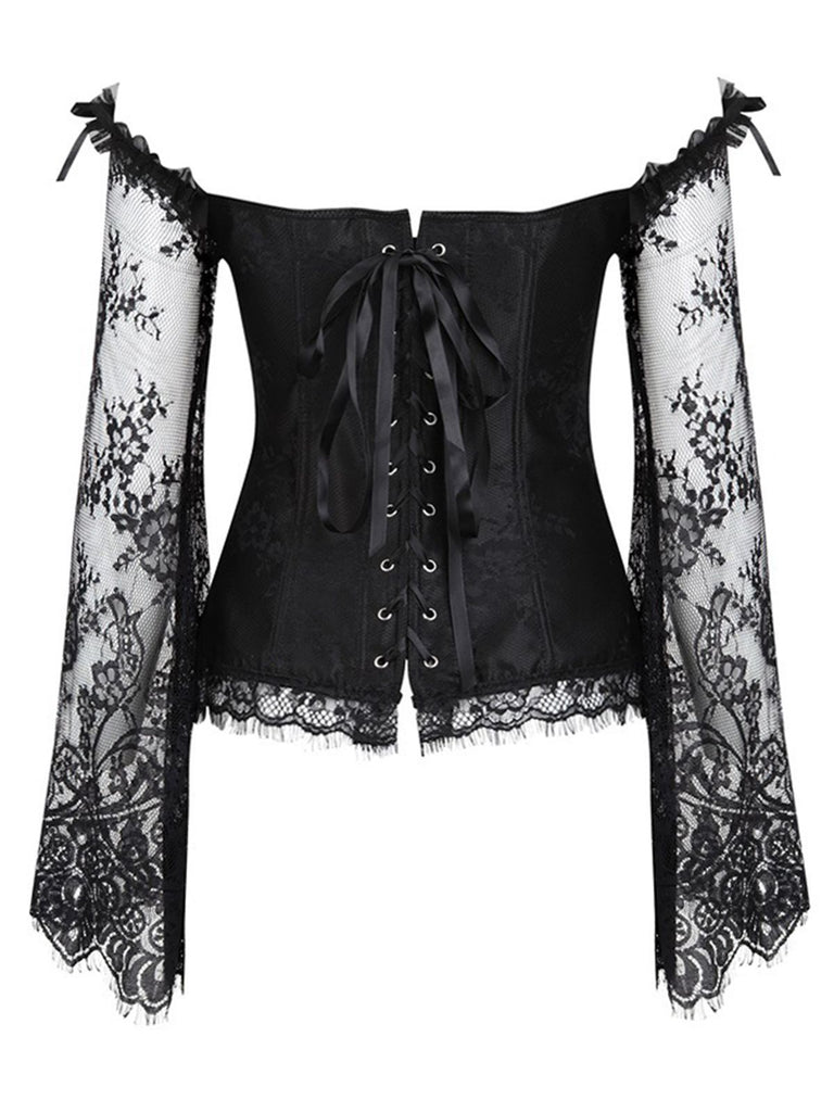 Corsetto patchwork di pizzo steampunk di Halloween