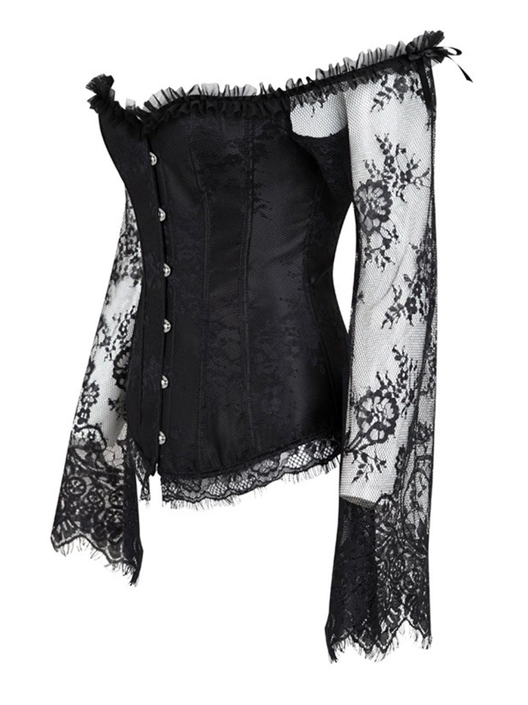 Corsetto patchwork di pizzo steampunk di Halloween