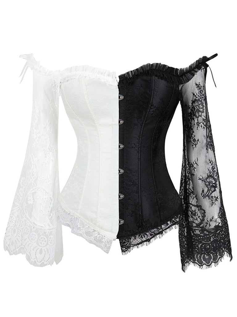 Corsetto patchwork di pizzo steampunk di Halloween