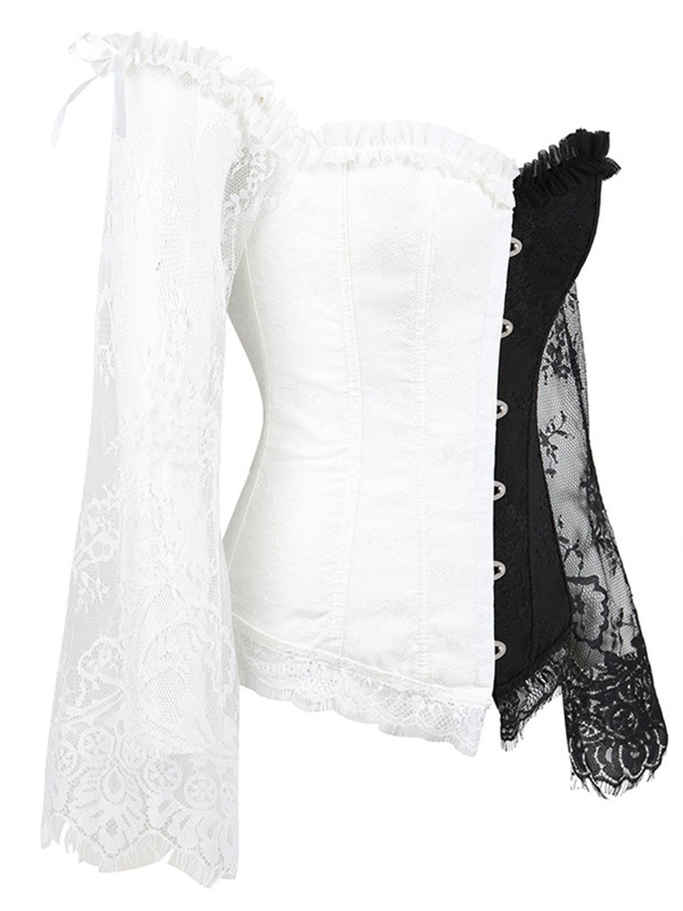Corsetto patchwork di pizzo steampunk di Halloween